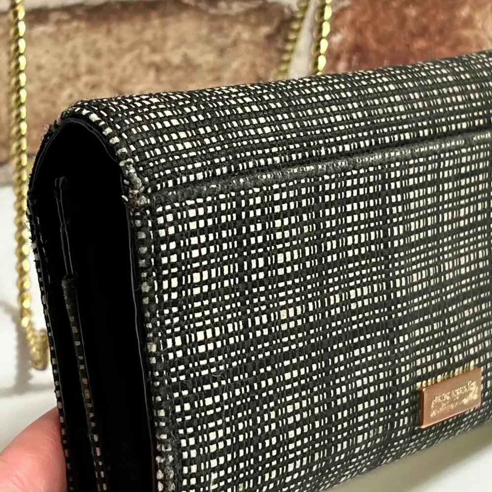 HTF Kate Spade Ruthie Park Mara Wallet Wristlet Black An Cream Black Patent Trim